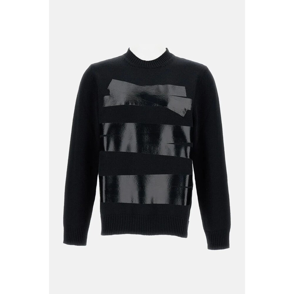 MM6 MAISON MARGIELA Sweater Mens Medium Black Pullover Crew Stripe Wool $745